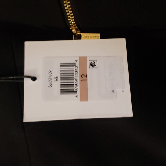 NWT Calvin Klein size 12 black skirt gold zipper detail 24 length - Picture 2 of 4